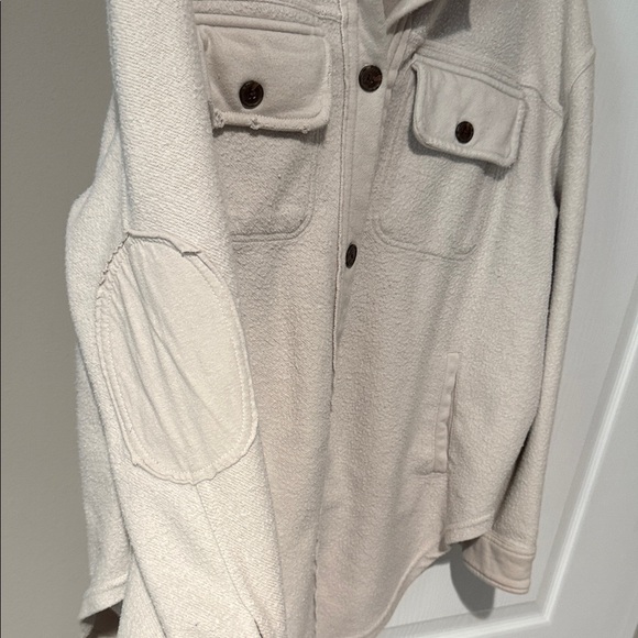 Cream Button-Up Fleece Jacket - Picture 4 of 7